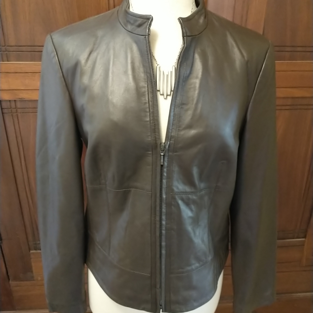 Yvonne Marie Brown Leather Jacket Sz 10